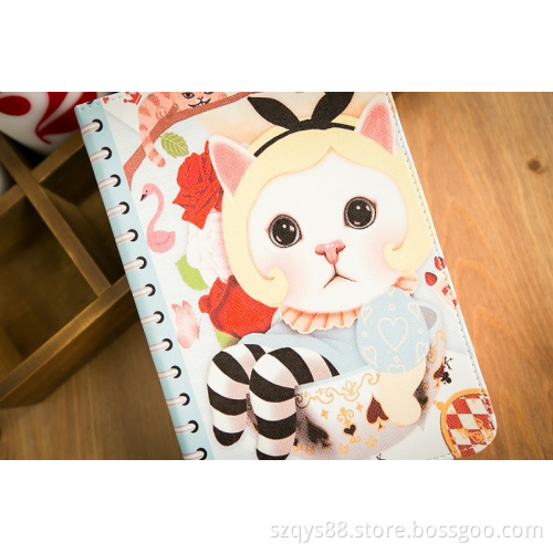 Lovely Good quality PU leather skin Choo Choo Cat protective case for apple ipad 2 ipad 3 ipad 4